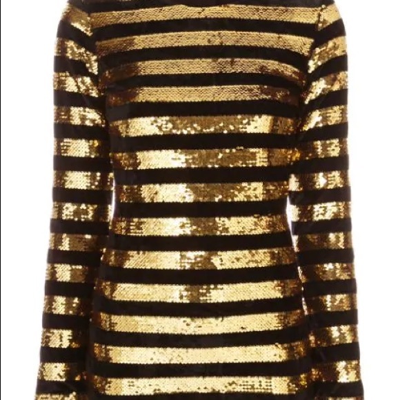 rta x Revolve crystal gold sequined stripe dress 6 - Picture 7 of 7